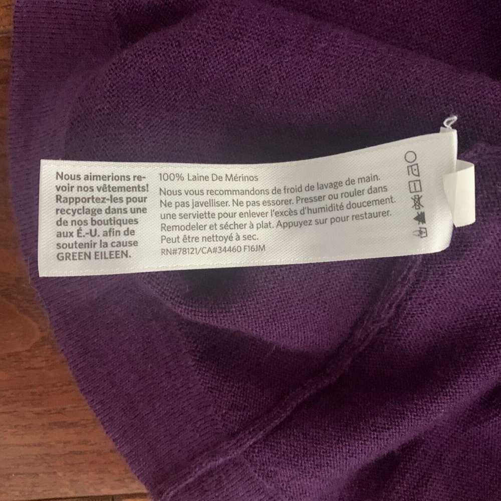 Eileen Fisher Petite xs Italian Merino Wool Boatneck Tunic Sweater Top Plum - Picture 4 of 7